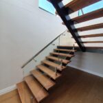 Glass on wood top mounted & hand rail Glass on wood top mounted & hand rail